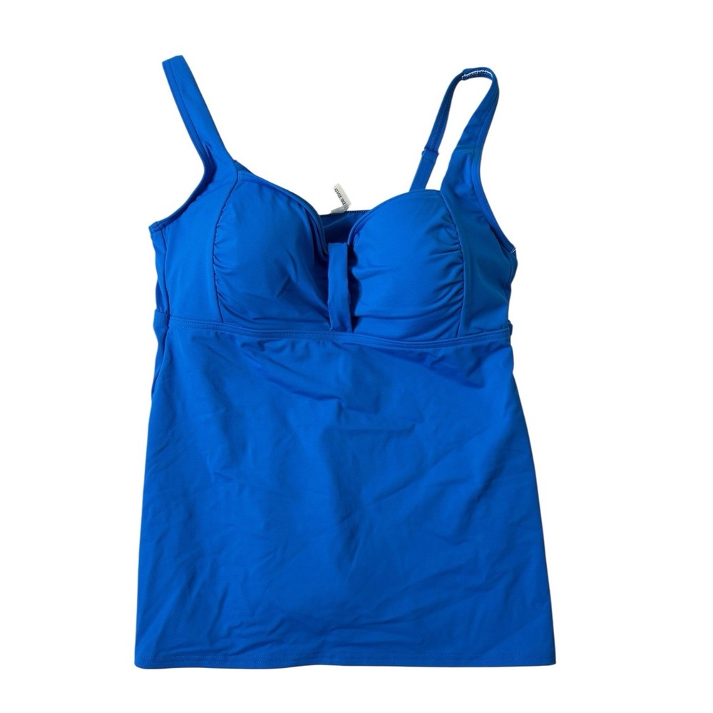 Lands End Swim Top Tankini Royal Blue Underwire Padded Womens Size 8 36C/38B